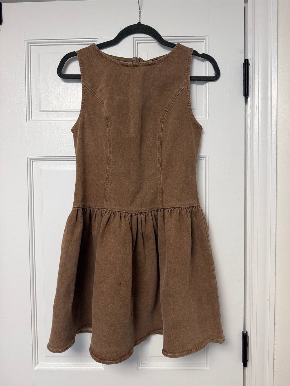 Brown denim mini dress